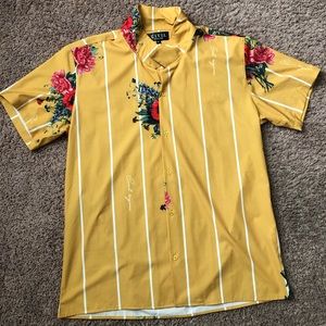 Civil Regime Yellow Floral Button Down